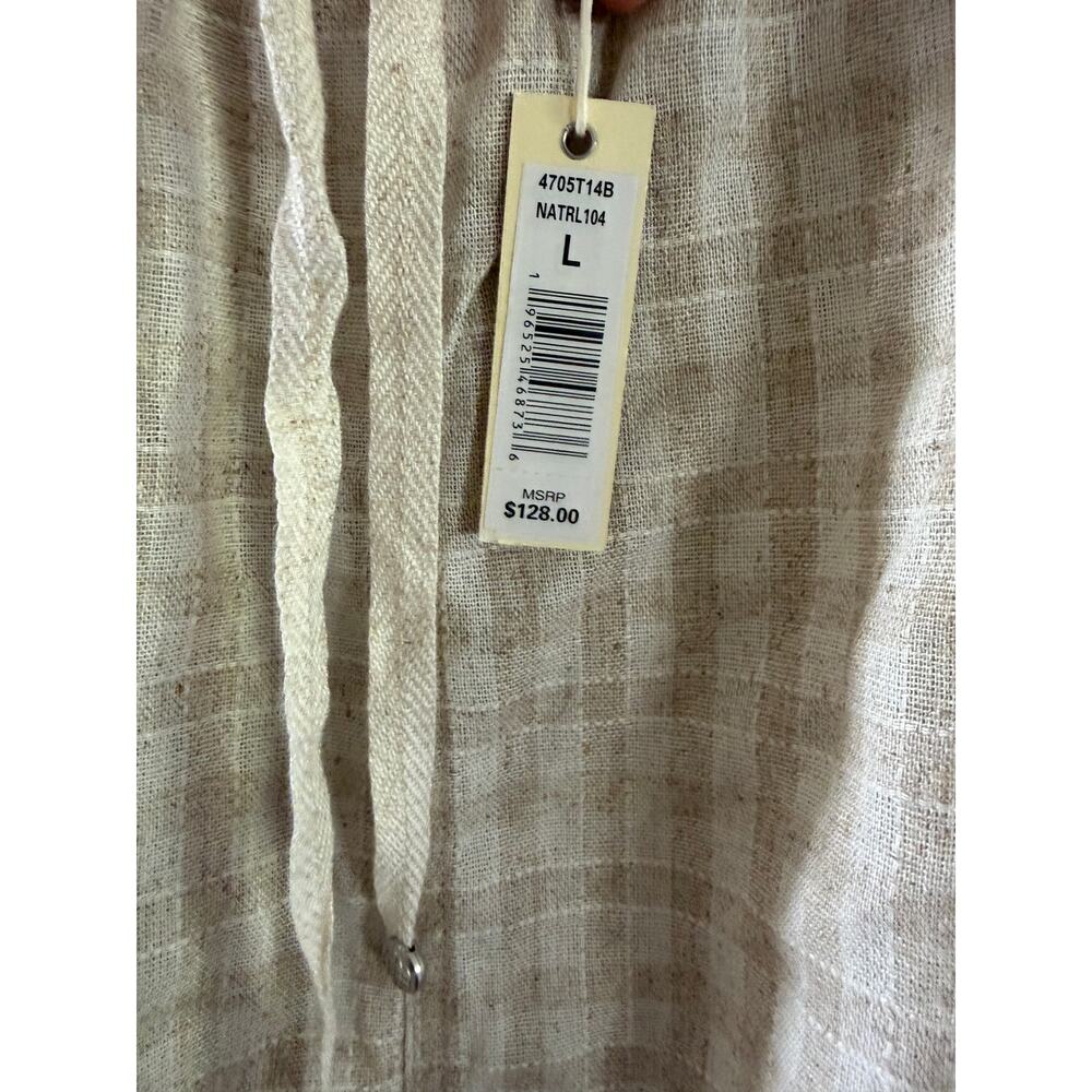 NWT MAX STUDIO Maxi Plaid Gingham Linen Blend Long Skirt Cream/Tan SZ L - Picture 4 of 7